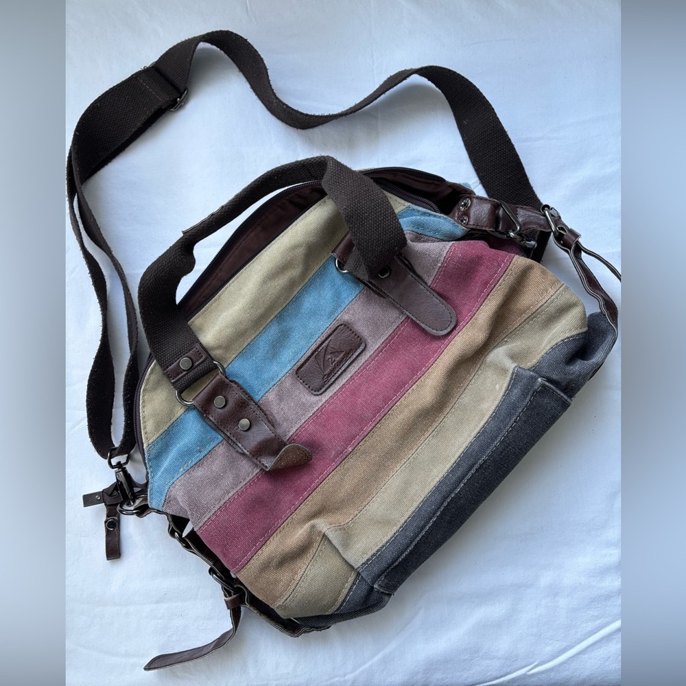 Multicolor Canvas Messenger Bag